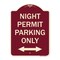 Signmission Night Permit Parking W/ Bi-Directional Arrow Heavy-Gauge Aluminum Sign, 24" x 18", BU-1824-23860 A-DES-BU-1824-23860 - alternate 1